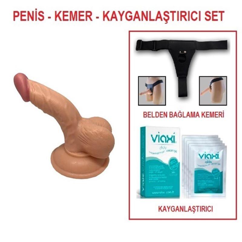 13 cm Belden Bağlamalı Realistik Anal Vajinal Dildo Penis Set - EVA TOY - Sex Shop