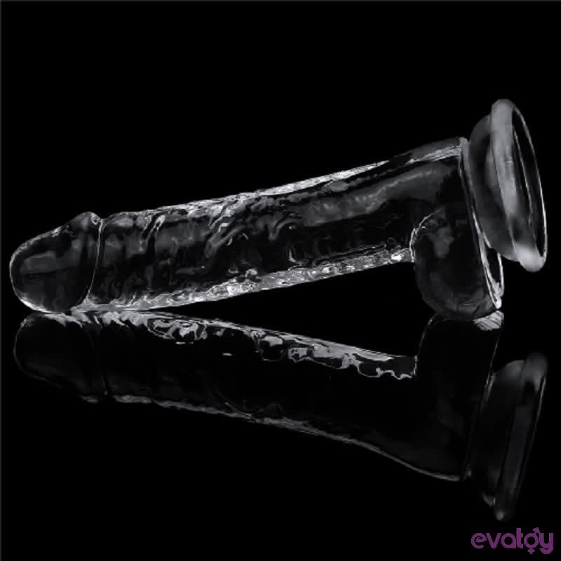 Evatoy Yeni Nesil 19 Cm Ultra Soft Vantuzlu Şeffaf Damarlı Penis Dildo