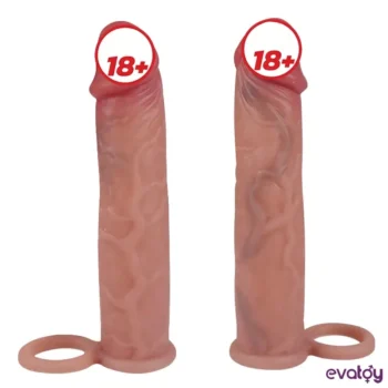 Evatoy 19 Cm Halkalı Ultra Çift Katmanlı Testisli Penis Kılıfı