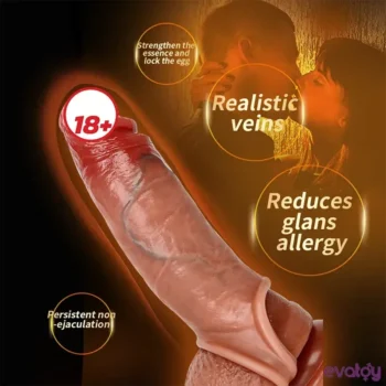 Evatoy 19 Cm Ultra Çift Katmanlı Testisli Penis Kılıfı