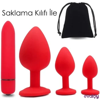 Evatoy Diamond Vibratörlü Anal Plug Seti - Görsel 3