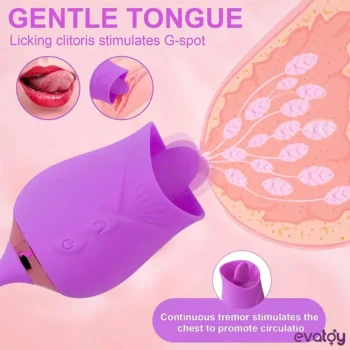 Evatoy Lick Rose Yalama, Titreşim ve Oynar Başlı Vibratör - Görsel 2