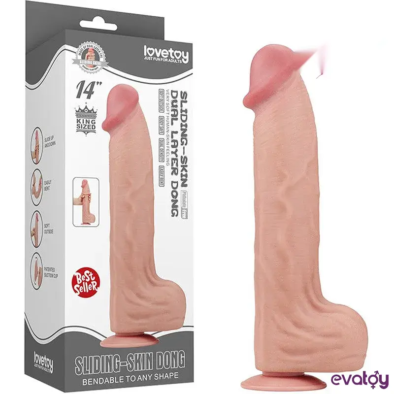 Lovetoy 36 Cm Çift Katmanlı Kayar Derili Dildo