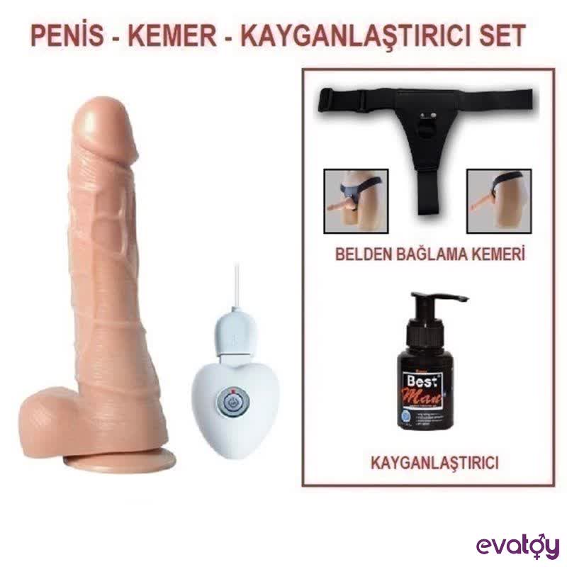 Evatoy 20 cm Belden Bağlamalı Titreşimli Realistik Dildo Penis Set